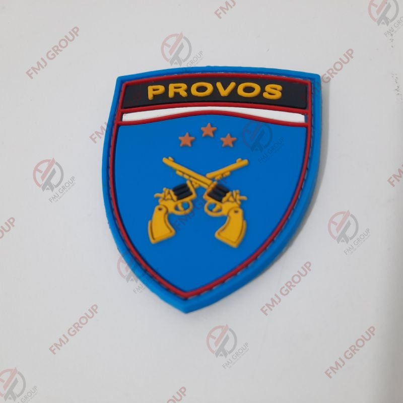 Emblem Patch Rubber Logo PROVOST Karet Velcro Perekat