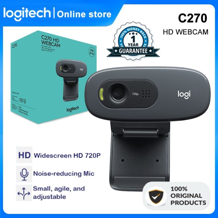 Logitech C270 Webcam HD 720P WebCam Logitech C270 Webcame Logitech Ori - C270