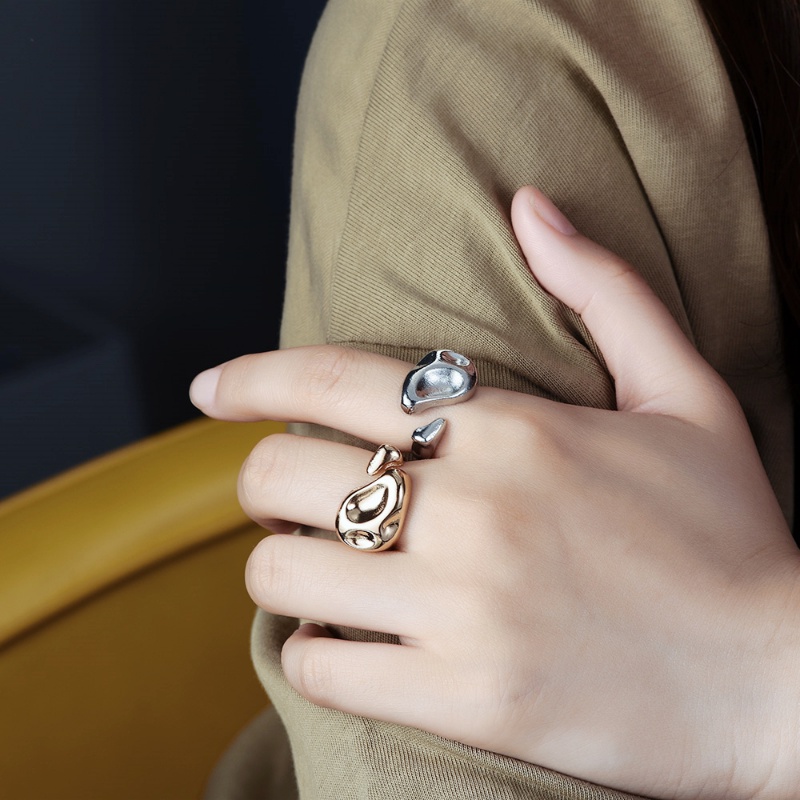 Fashion Cincin Terbuka Lebar Mawar Tidak Teratur/Unisex Vintage Punk Finger Ring/Cincin Geometris Perhiasan Pesta Untuk Wanita