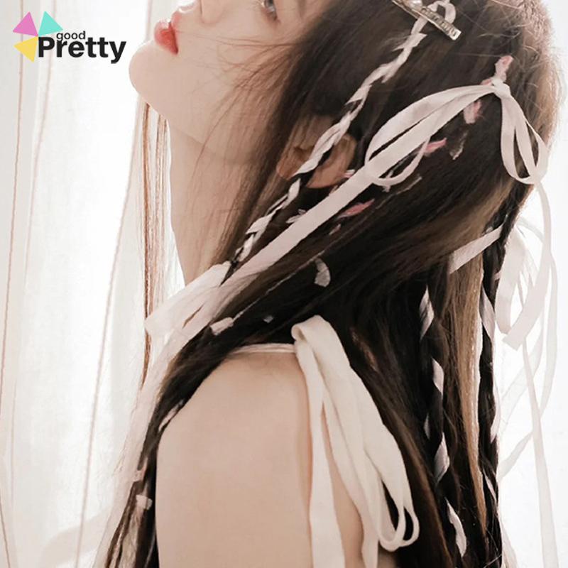 Jepit Rambut Kupu-kupu Pita Wanita Double Ponytail Braid Rambut Syal Aksesoris Tali Rambut  - PD