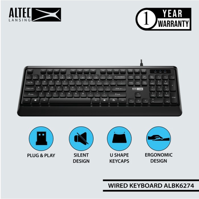 Keyboard Wired Altec Lansing ALBK6274 Silent Design