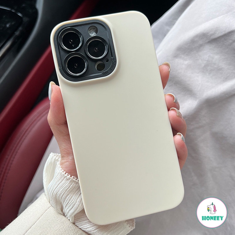 IPHONE Fashion Putih Silikon Cair Matte Case Kompatibel Dengan Iphone11 Case 7Plus 8Plus XR XS 14 13 12 Pro Max Shockproof Lembut TPU Penutup Belakang