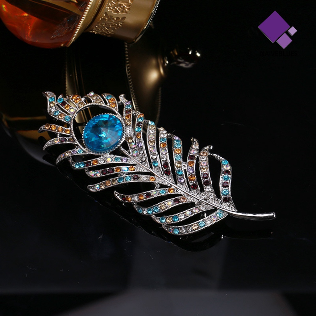 &lt; Naiveblues &gt; Bros Bergaya Elegan Berlian Imitasi Bulu Bros Jas Aksesoris Kostum