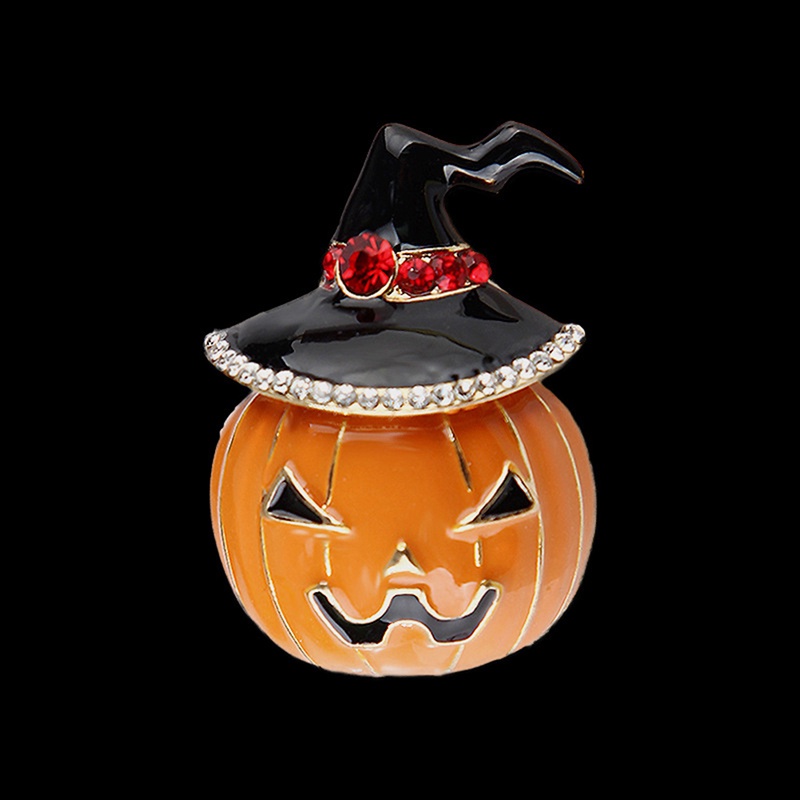 {rippleflower4.id} Topi Labu Kristal Enamel Antik Bros Pin Halloween Kerah Pin Perhiasan Hadiah~