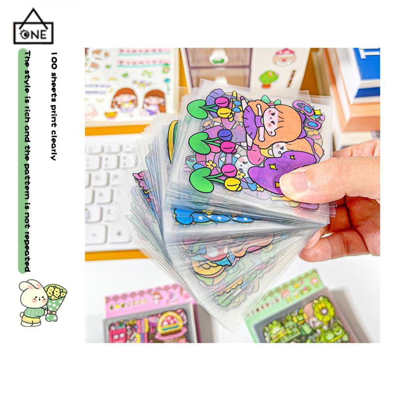 COD❤️100pcs Lembar Stiker Deco Set Waterproof Kartun Lucu ekorasi Alat Tulis Siswa Stiker Kartun-A.one