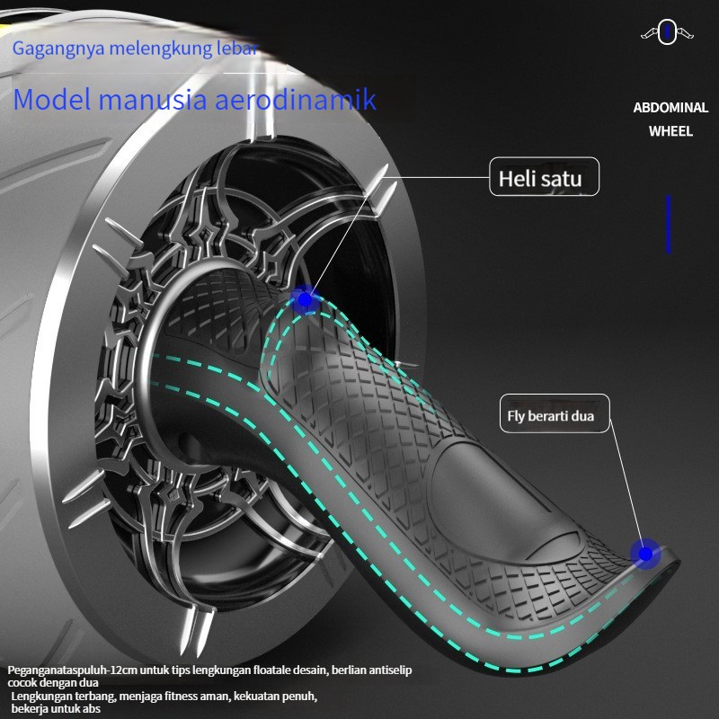 AB Wheel Abs Roller Sixpack Roda Stabil Alat Olahraga Fitness Exercise 16 x 9 cm