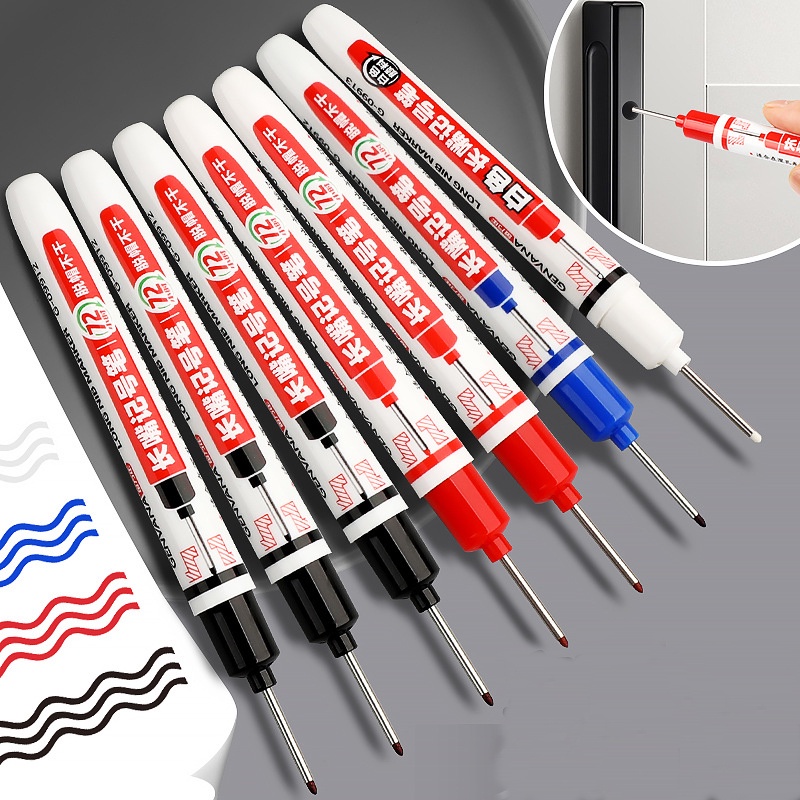 [Harga Grosir] [Unggulan] Pulpen Penanda Kepala Panjang Kamar Mandi Serbaguna Woodworking Dekorasi Long Nib Head Oil Markers Deep Hole Extended Marker Pen Tinta Merah/Hitam/Biru