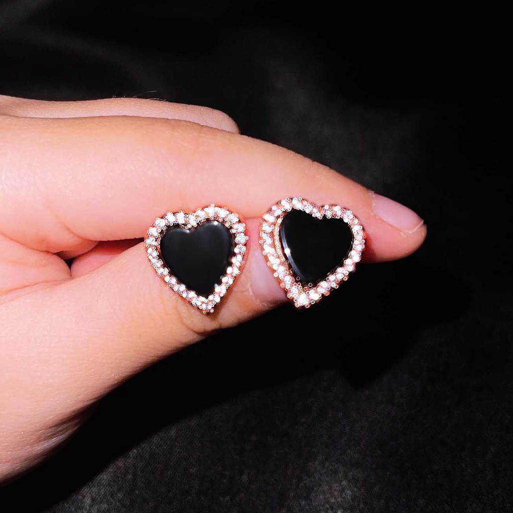 Goldkingdom Aksesoris Perhiasan Fashion Ready Stock Anting Cinta Bertabur Anting Kecil Joker Anting Pribadi Perempuan.