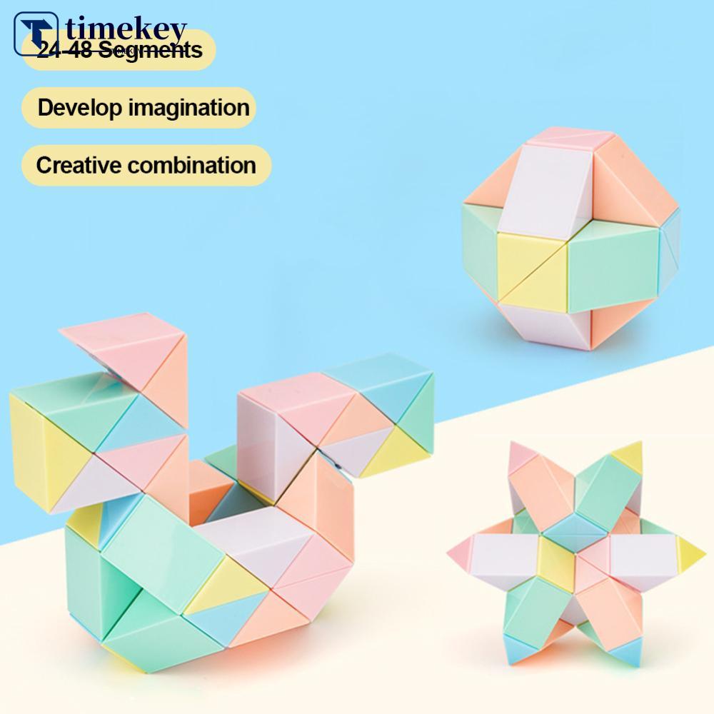 Timekey Puzzle Penggaris Warna Macaron 24/36 /48Bagian Dapat Berubah Magic Ruler Antistress Mainan Edukasi Twist Lipat Magic Cube Untuk Anak D9Q7