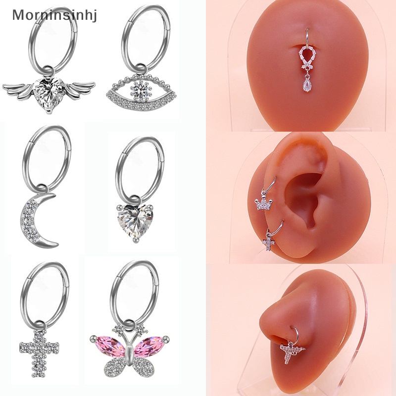 Mornin Cincin Hidung Kupu-Kupu Berbentuk Hati Sayap Bulan Cincin Perut s Anting Mata Perhiasan Anti Karat Serbaguna Ear Cuff id