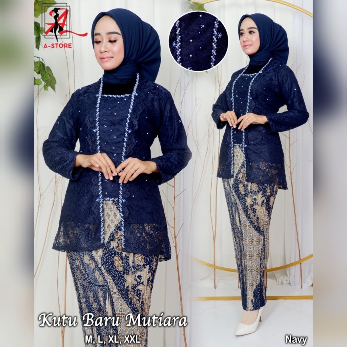 

setelan kutubaru / kutubaru brookat payet / kutubaru / kebaya - navy, M