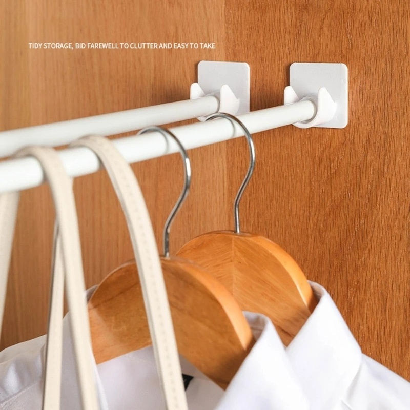 Shower Rod Mount Ketegangan Batang Gorden Holder Toilet Rumah Kamar Mandi Aksesoris 2Pcs/Set Batang Gorden Kuat Bracket Holders Hooks Self-adhesive Rod Holder Clothes Rail Bracket