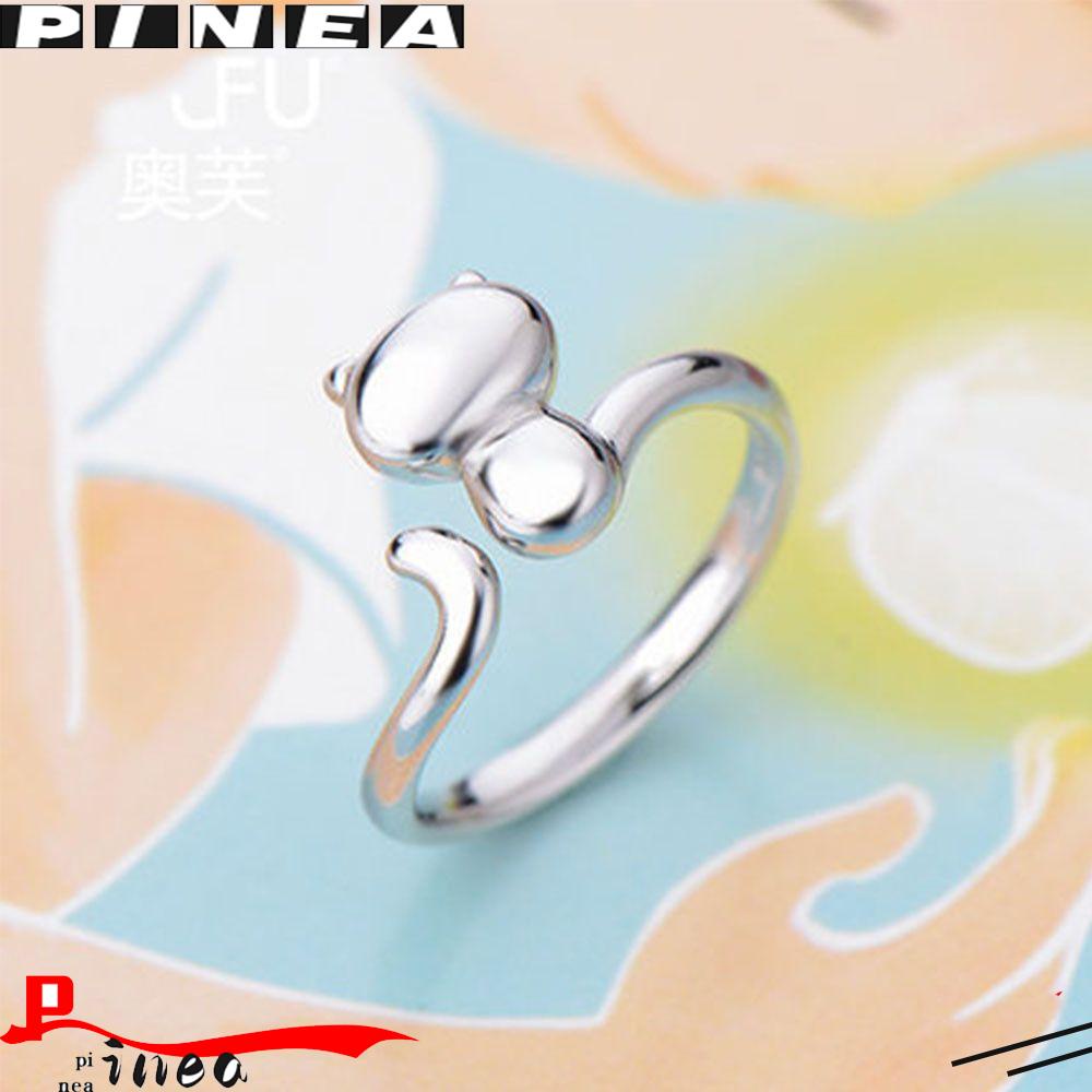 Cincin Model Terbuka Desain Telinga Kucing Nanas Bahan Alloy Untuk Wanita