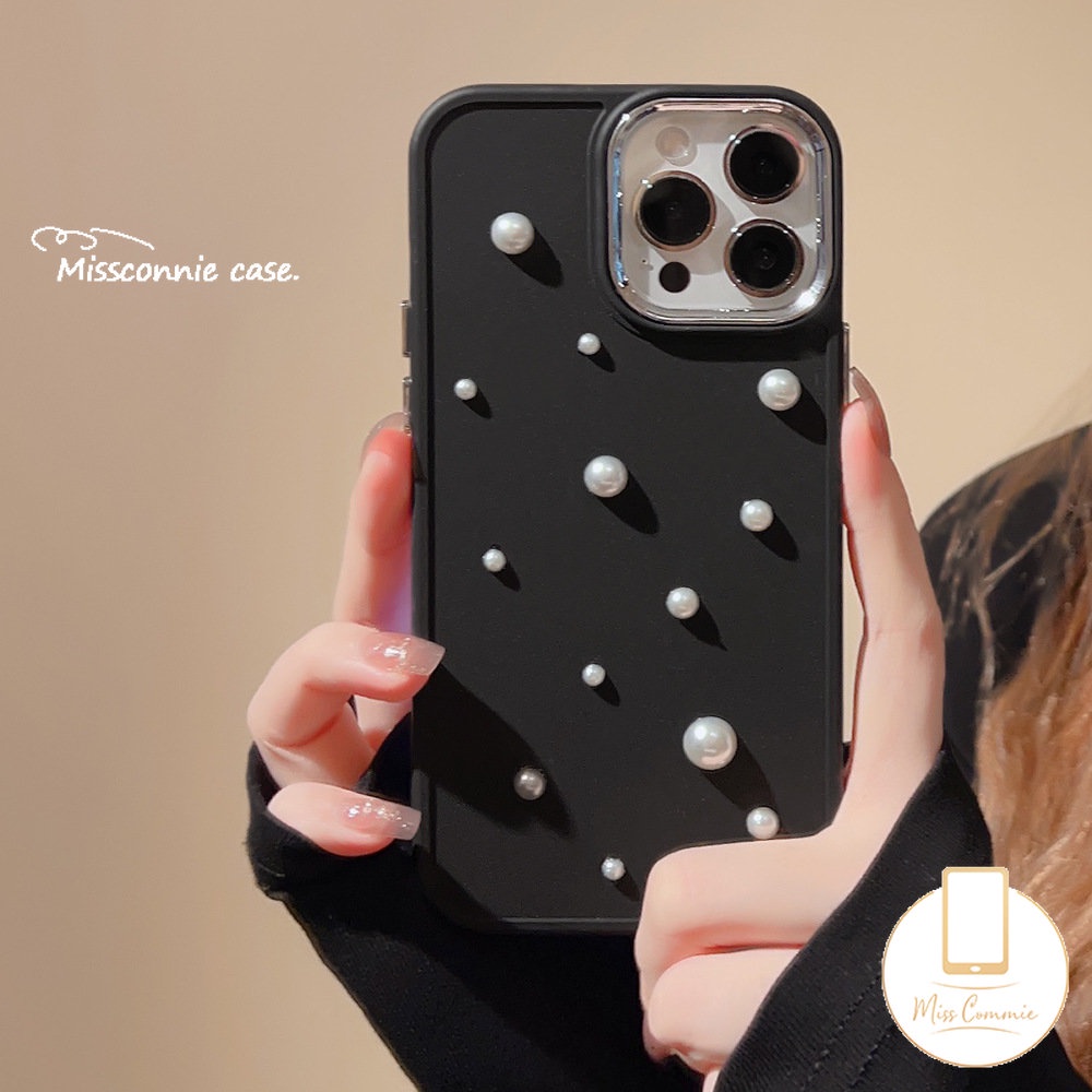 IPHONE 3d Mutiara Romantis Langit Berbintang Electroplate Case Kompatibel Untuk Iphone11 Pro MAX 7plus 8plus 14 7 8 Plus XR 14 12 13 Pro MAX X XS MAX Plating Shockproof Simple Soft TPU Back Case