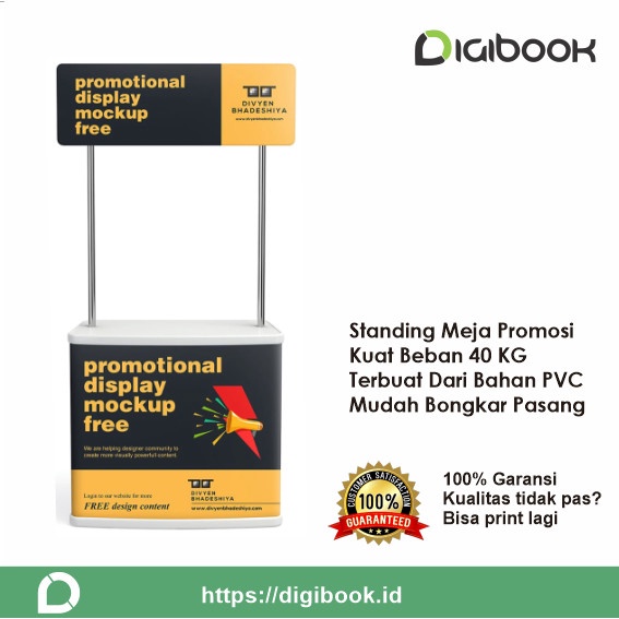 

Standing Meja Promosi / Booth Portable Event desk Plus Printing
