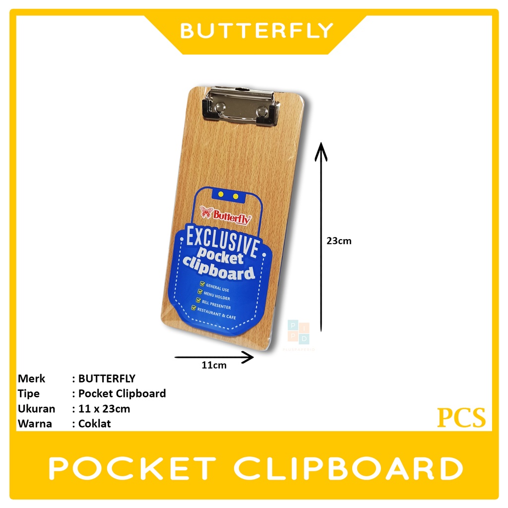 

BUTTERFLY - Mini Clipboard Pocket Papan Jalan - Pcs