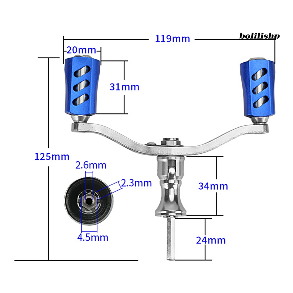 Bo-fishing Reel Handle DIY Nyaman Halus Aksesoris Modifikasi Kepala Ganda Logam CNC Spinning Reel Grip Arm Pengganti Untuk Memancing