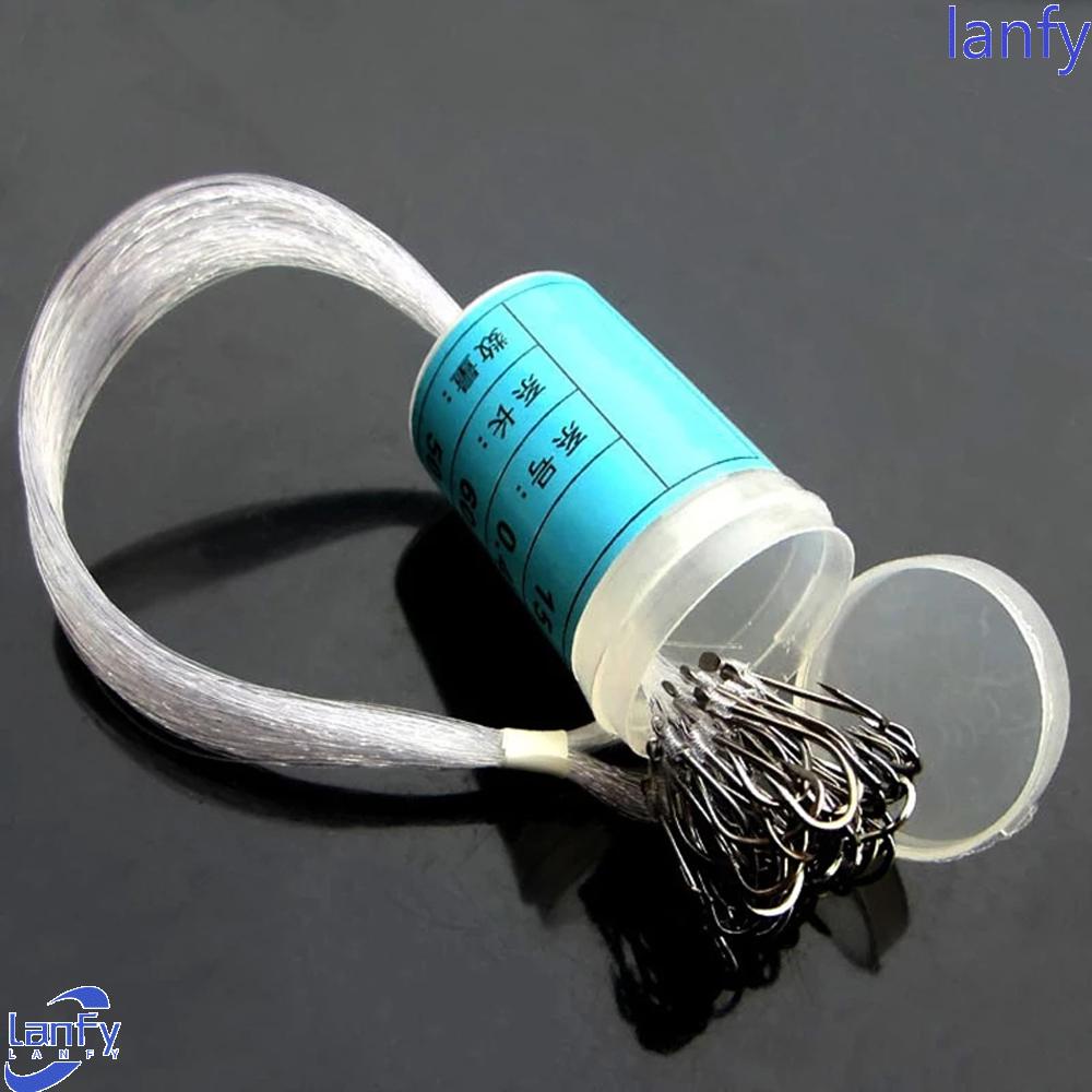 Lanfy Pengait Tali Pancing Memimpin Kepala Carp Fly Tackle Carp Hook Carbon Steel Barbed Hooks with Fishing Line Tied Bait Fishhook