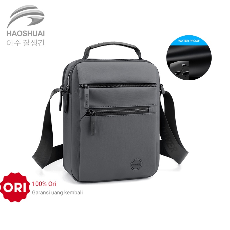 Tas Selempang Pria HAOSHUAI 1244 Sling Bag Pria Anti Air Bahan Dolby Lotto Coated
