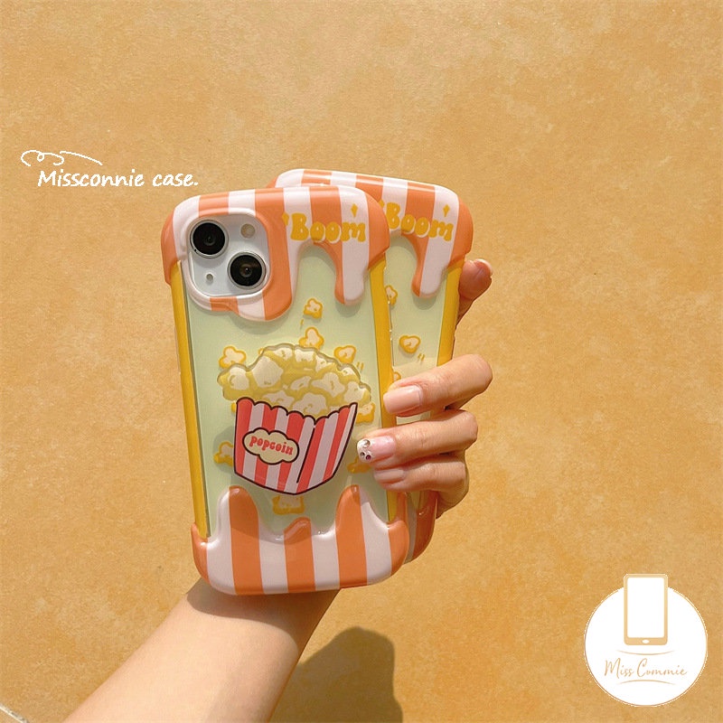 Casing Ponsel Popcorn Lucu Kompatibel Untuk IPhone XR 7Plus 11 14 12 13 Pro Max X 7 8 Plus XS Max SE 2020 INS Ice Cream Shockproof Lembut Tpu Back Cover