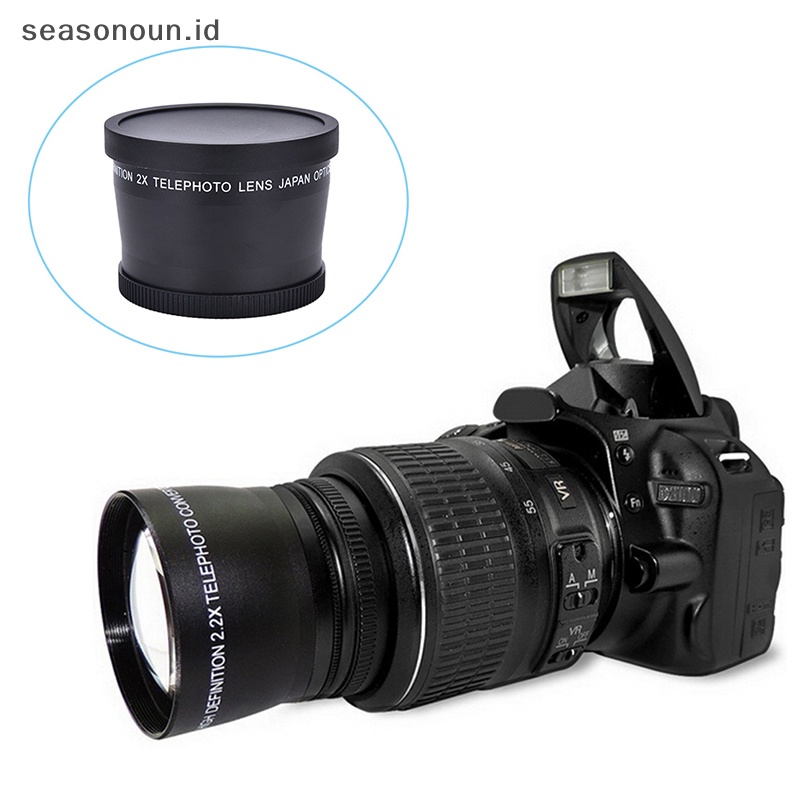 Lensa Tele Profesional Seasonoun 58mm 2.0X+kain Pembersih Untuk Canon Nikon Sony Pentax.