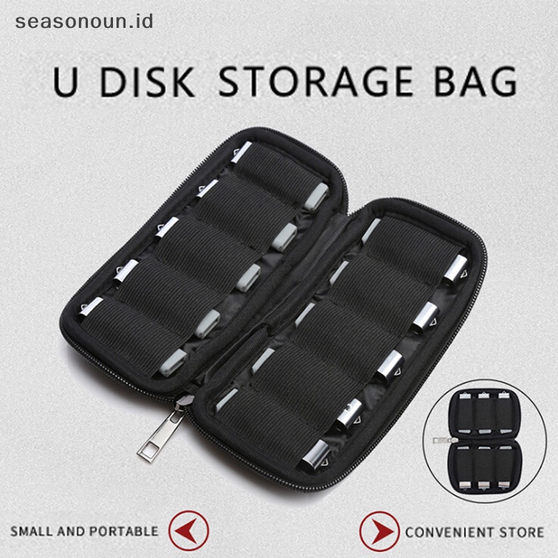Seasonoun Portable U Disk Holder USB Flash Drives Organizer Case Tas Penyimpanan Pelindung.