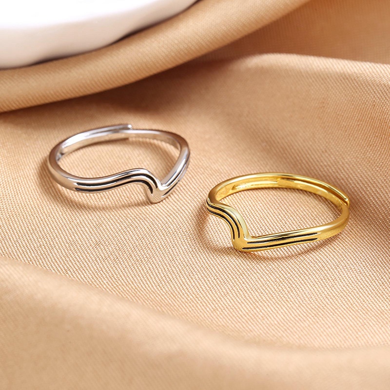 Cincin Twist Gelombang Hypoallergenic Minimalis Untuk Wanita Adjust Open Ring Fashion Korea Aksesoris