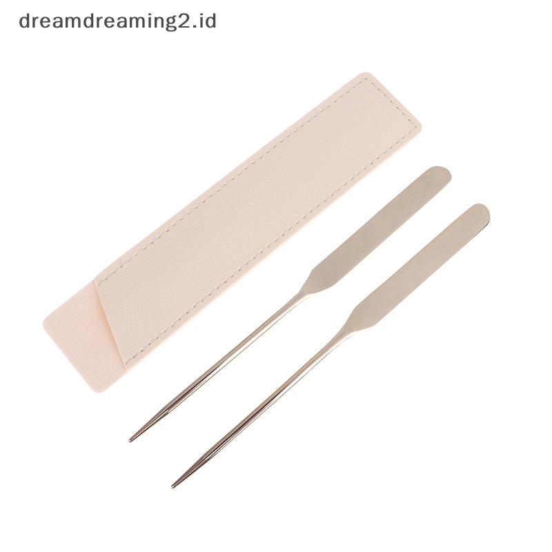 (drea) 1pcs Stainless Steel Dual Head Makeup Toner Spatula Mixing Stick Foundation//