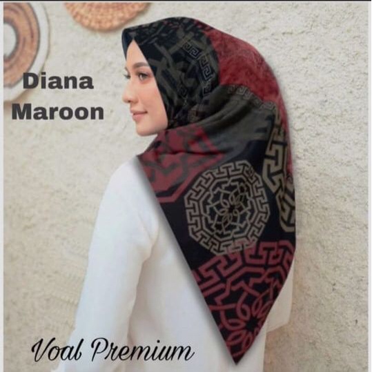 Karimake Hijab / Kerudung Segi Empat Voal Premium Printing Motif MSultana Laser Cut 110 x 110