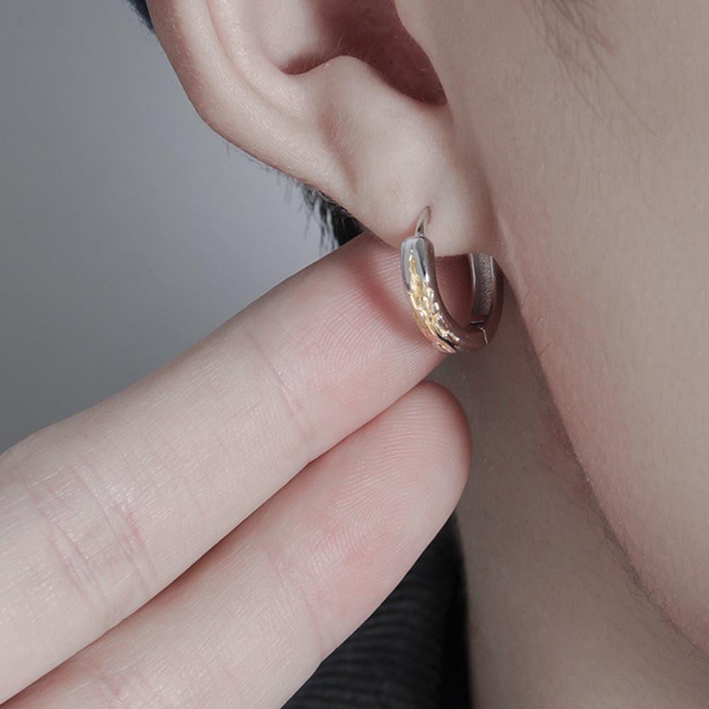 Mxbeauty Hip Hop Perhiasan Rasa Kreativitas Premium Geometris Garis Emas Matte Tembaga Telinga Gesper