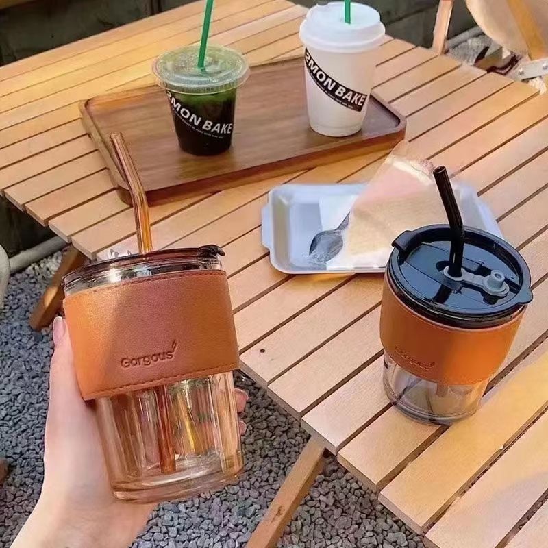 T&amp;Y Gelas Tumbler Aesthetic Gelas Minum Kaca Simple Elegan Water Bottle Cup for Coffee Dengan Penutup Simple Elegan Tumbler Gelas Kaca 2in1 Water Bottle Import Murah