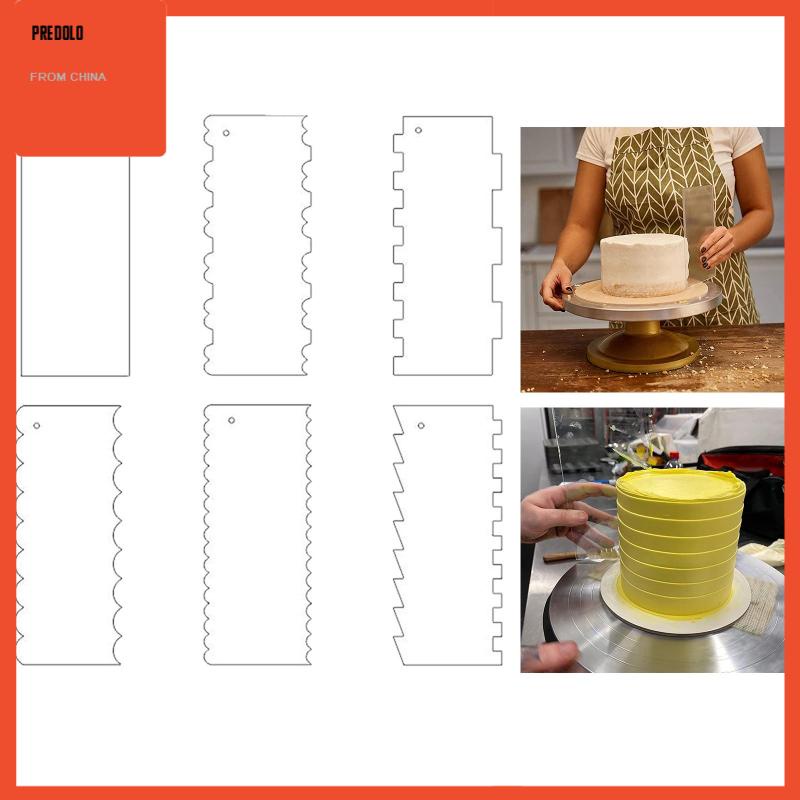 [Predolo] Cake Scraper Set Dengan Pinggiran Berbeda Butter Cream Hiasan Kue Untuk