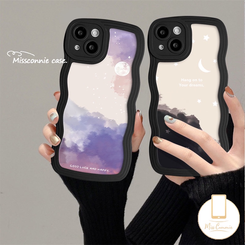 Case Pasangan Untuk Infinix Hot10 11s 10s 20s 9 12i 10Lite 8 12 Pro Hot 11 12 9 10 Main Cerdas4 6 5plus Note 12 G96 10 Pro Fantasi Langit Berbintang Bulan Bergelombang Tepi Lembut Sarung TPU