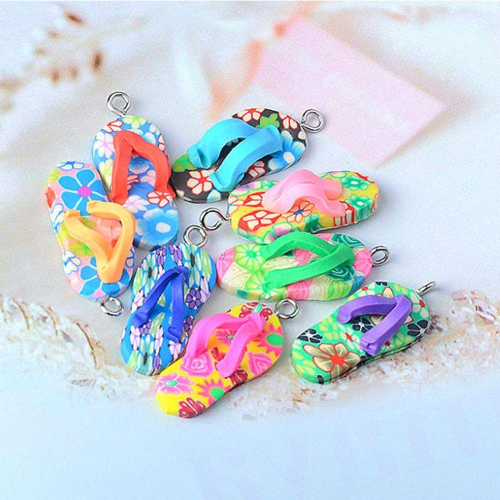 Lily 20Pcs Kerajinan Sepatu Pantai Untuk Gelang Untuk Ponsel Case Lucu Lembut Tembikar Membuat Perhiasan
