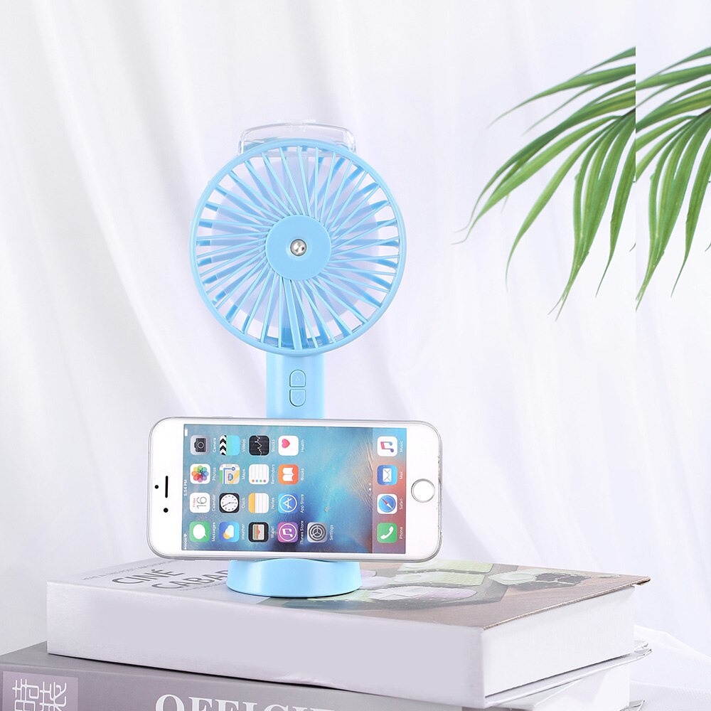 Kipas Angin Meja Humidifying Spray Portable Fan - Blue