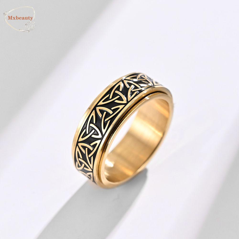 Mxbeauty Man Cincin Yang Dapat Diputar Fashion Vintage Punk Keren Unisex Tampan Perhiasan Fashion