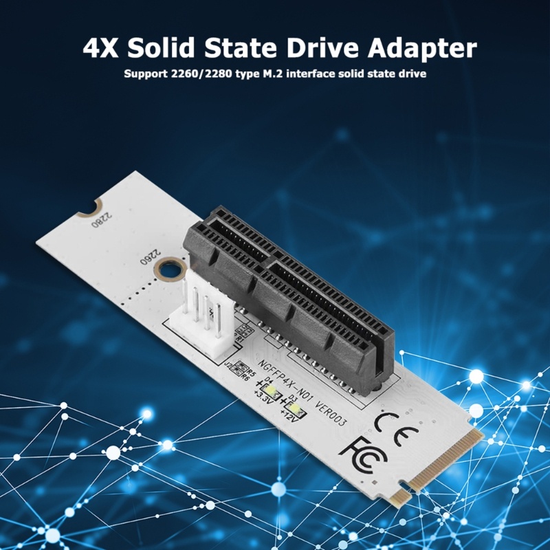 Bt Efisiensi NGFF M2 Key-m Adapter NGFFP4X-N02 Model Instalasi Simple