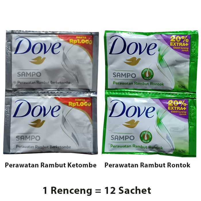 DOVE SHAMPO SACHET 1 RENCENG 12 SACHET