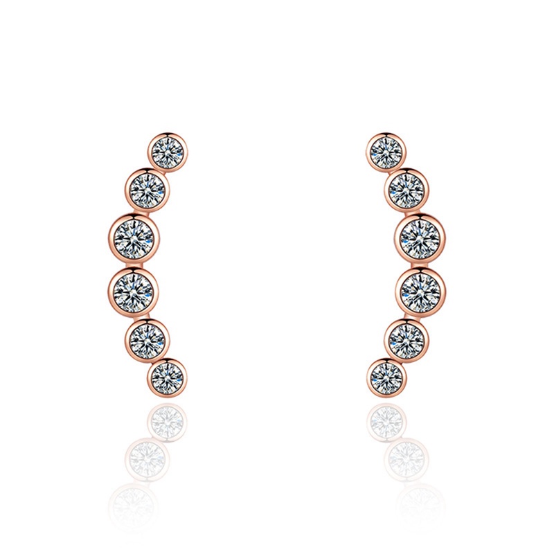 1pasang Anting Tusuk Hitam Kecil Untuk Wanita925 Sterling Silver Baris Tunggal Berlian Benang Anting Tindik Perhiasan Pernikahan