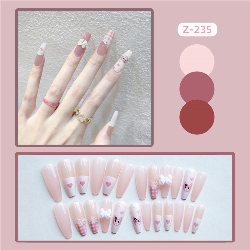 X40 24 Pcs DIY Kuku Palsu French Cool Finger Nail Art Stiker Kuku Palsu