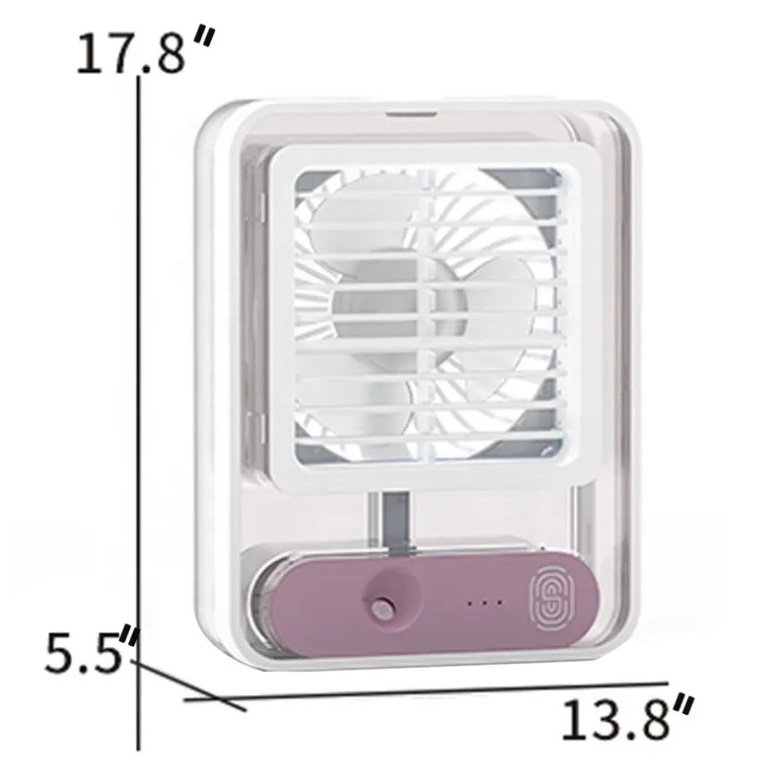 [ PPLUS ] Kipas Angin Pendingin AC Mini portable LED Fan Humidifiar Air Cooler recharging Bateria Litium2000mah