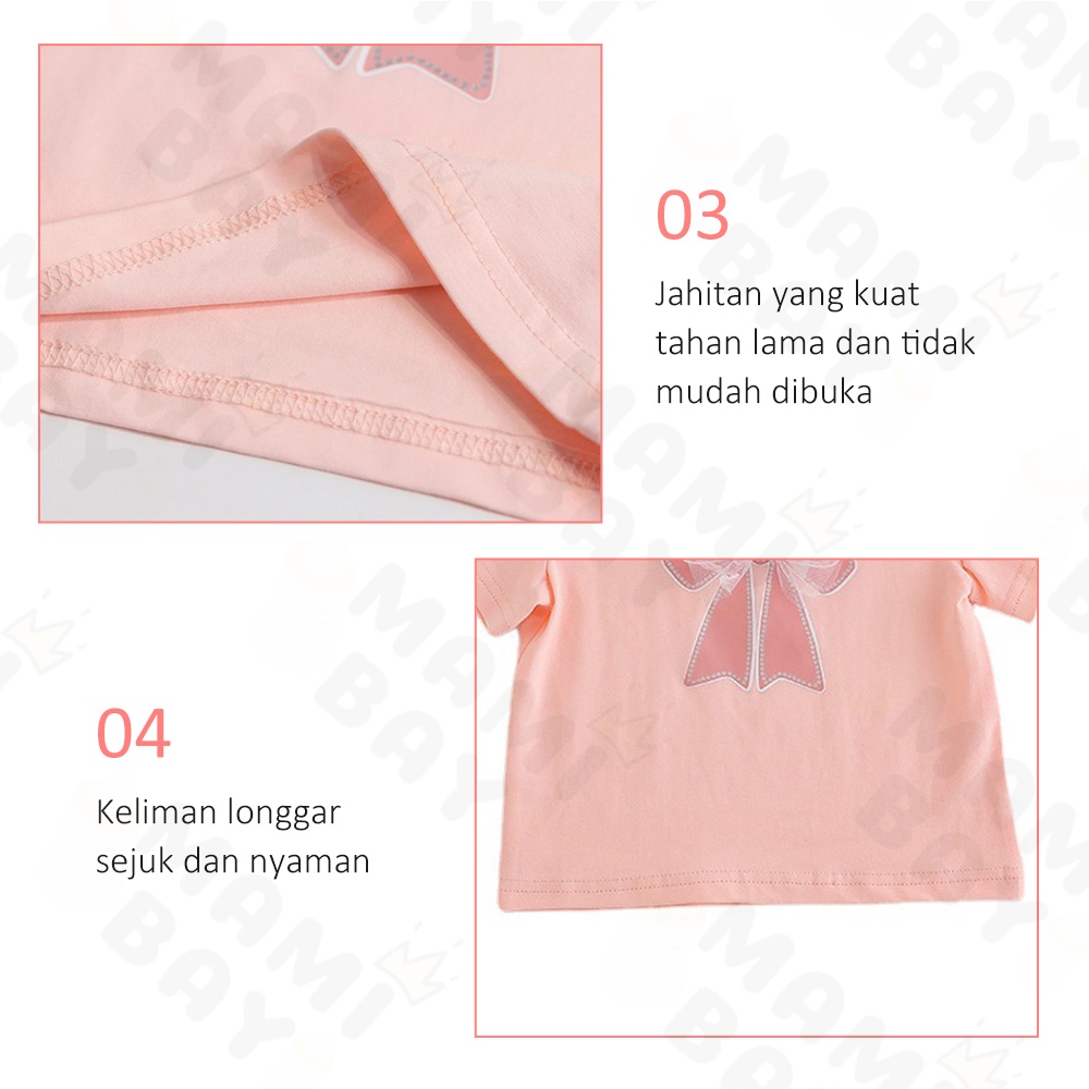 OKEYI baju anak bayi motif dasi kupu-kupu kaos anak perempuan lucu