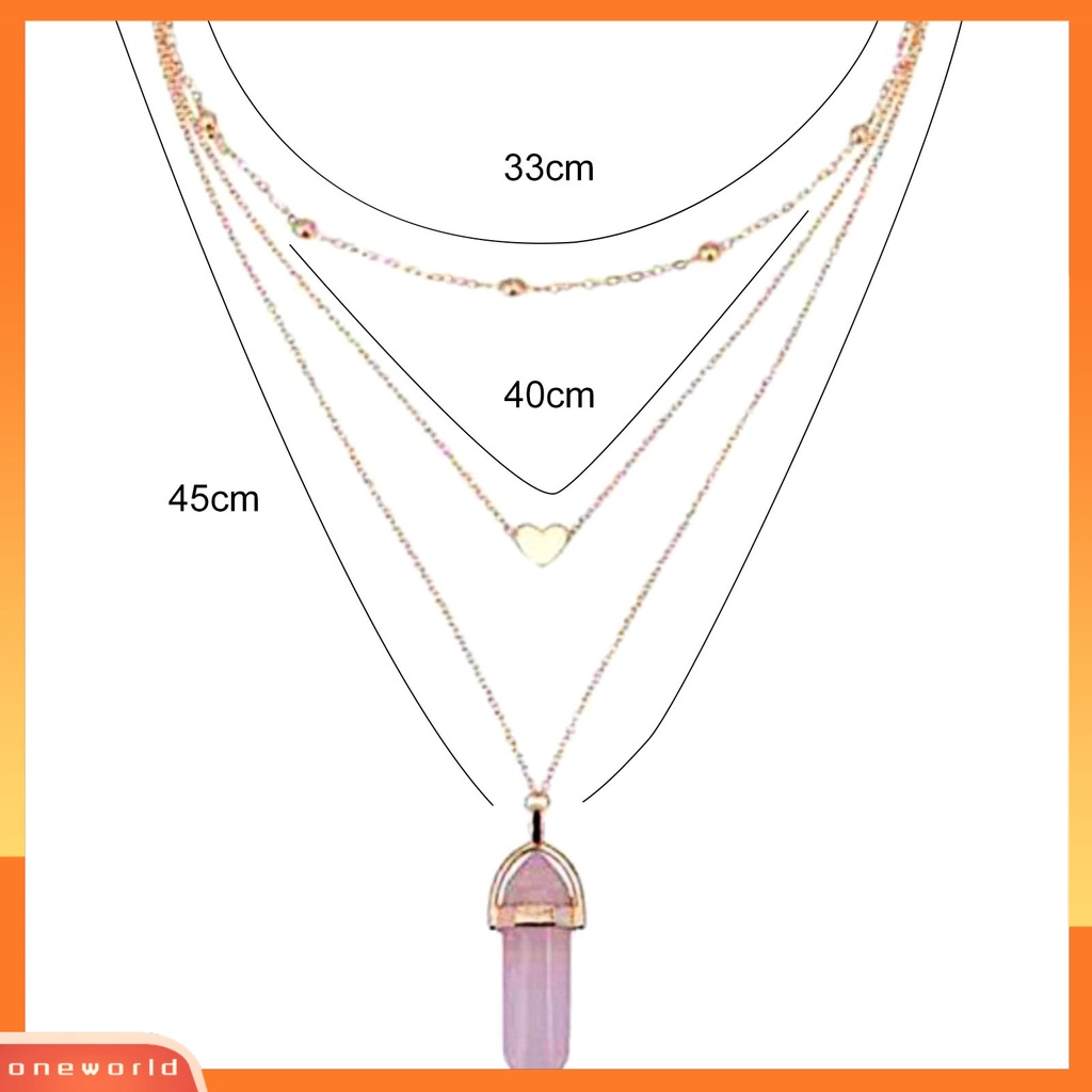 [ONE] Kalung Hexagonal Rhomboid Kristal Imitasi 3lapisan Wanita Manik-Manik Hati Semua Cocok Choker Untuk Pernikahan