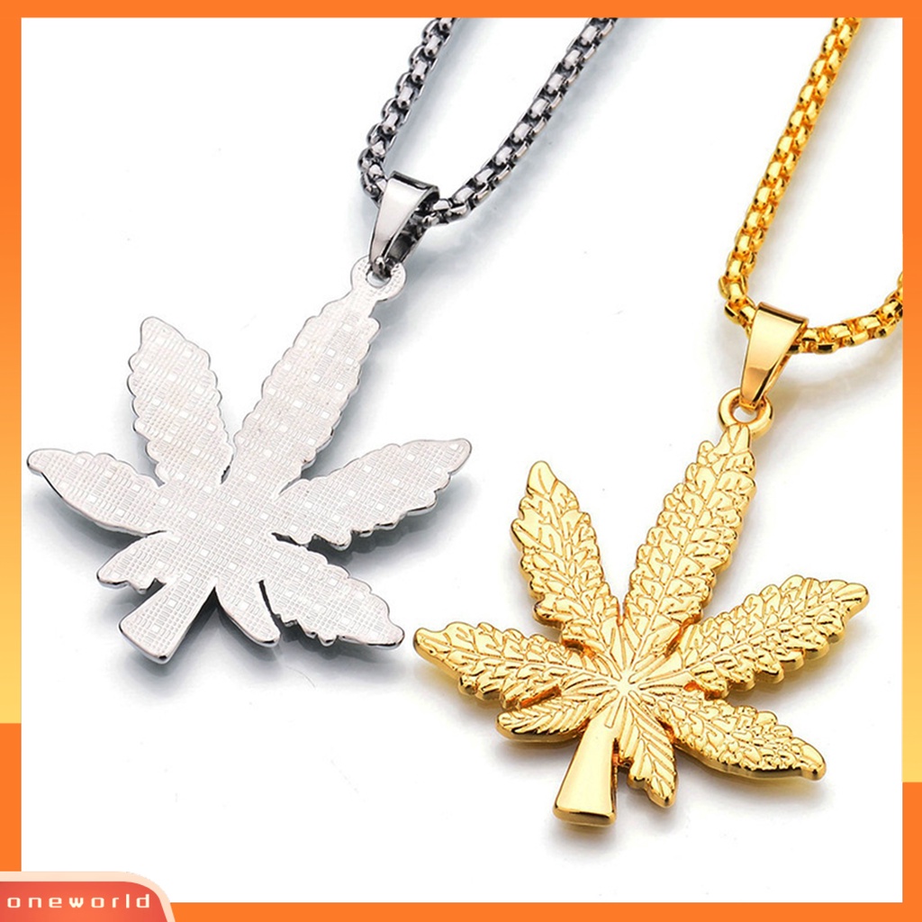 [ONE] Unisex Kalung Maple Liontin Permukaan Halus Perhiasan Gaya Korea Electroplating Pendant Necklace Hadiah Ulang Tahun