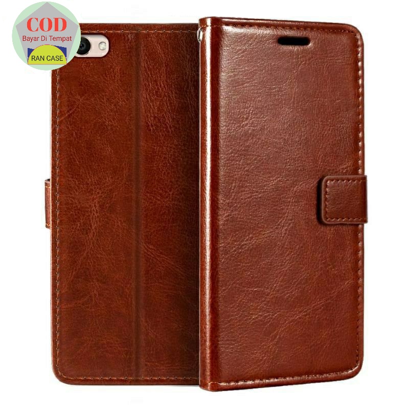 CASE VIVO Y69 Vivo1714 LEATHER CASE SARUNG HP DOMPET KULIT FLIP COVER KESING HEADPHONE