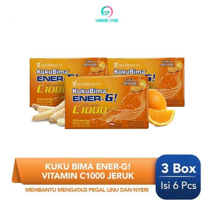 

Kuku Bima Ener-G Vit C1000 Jeruk 3x6's - Minuman Berenergi Vitamin