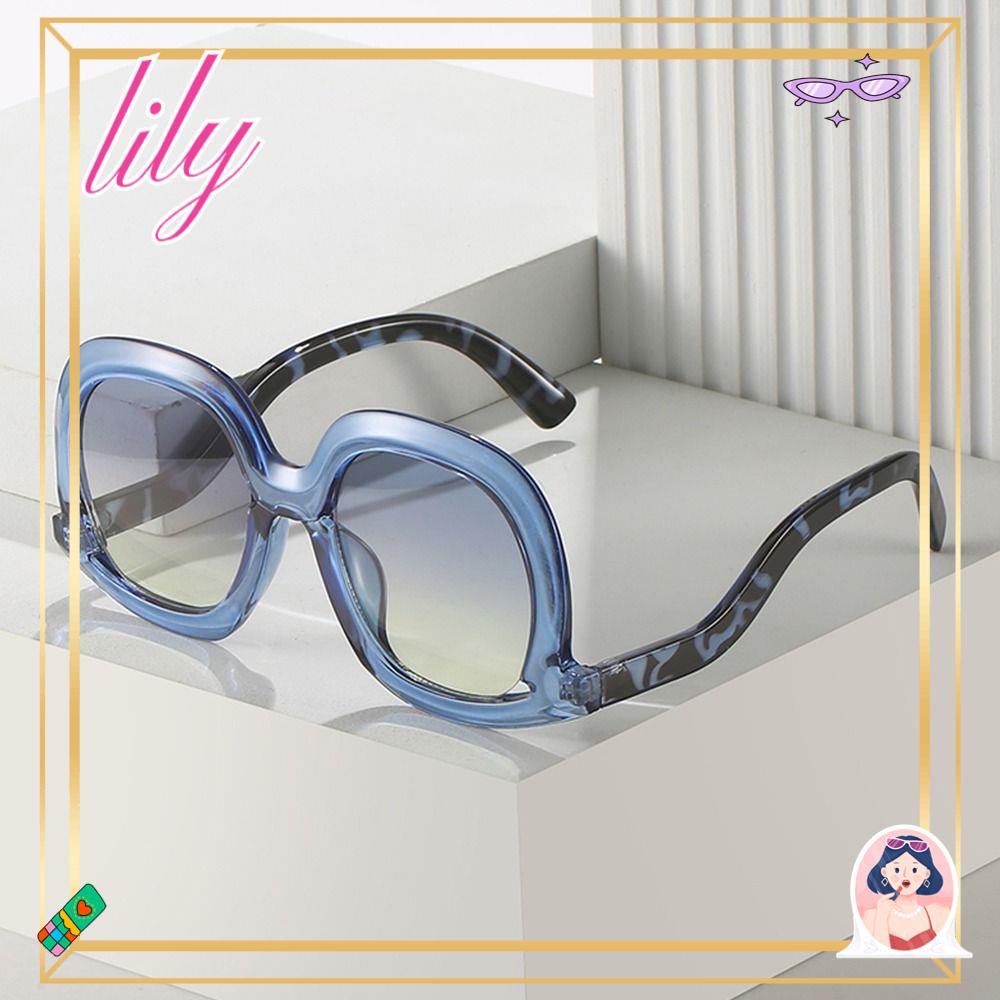 Lily Oval Kacamata Hitam Colorful Punk Leopard Shades Eyewear