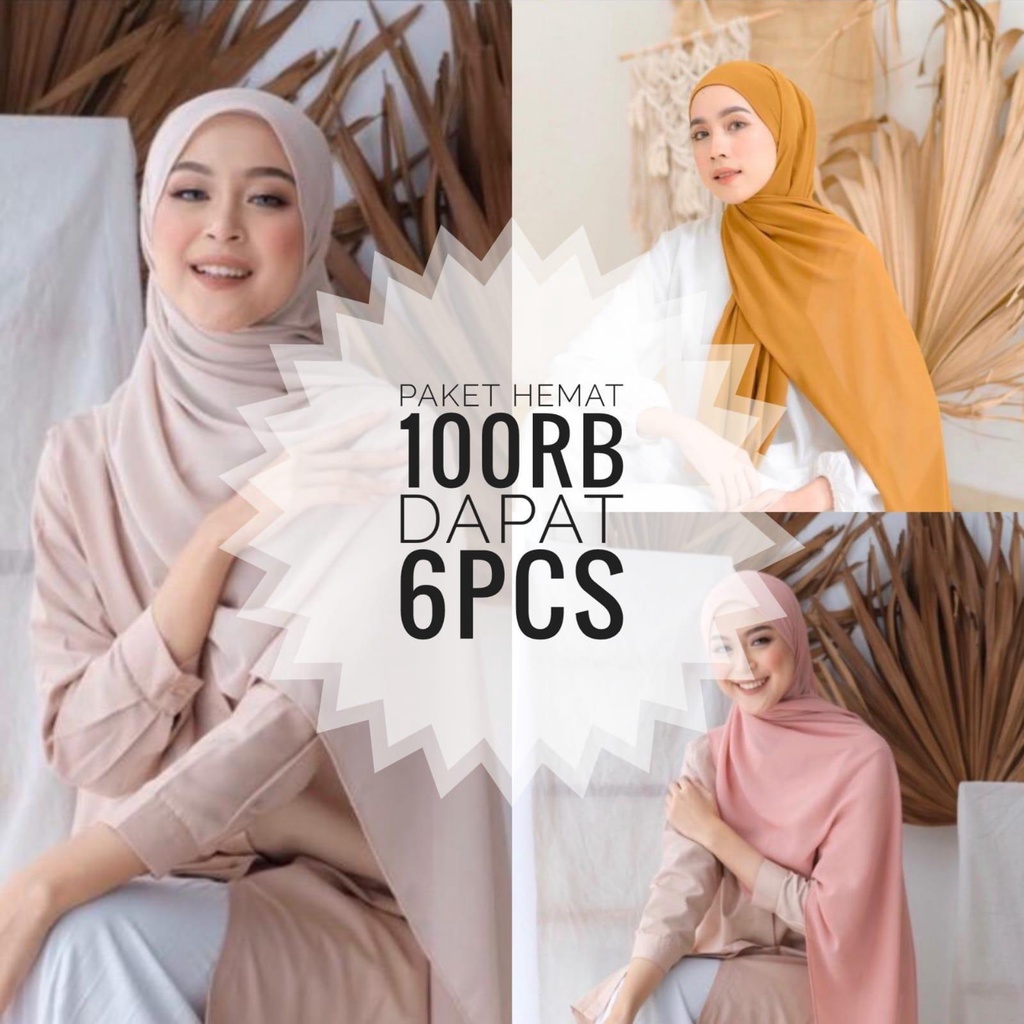 PGS PAKET HEMAT PASHMINA CERUTY 100RB DAPAT 6PCS PAKET HEMAT