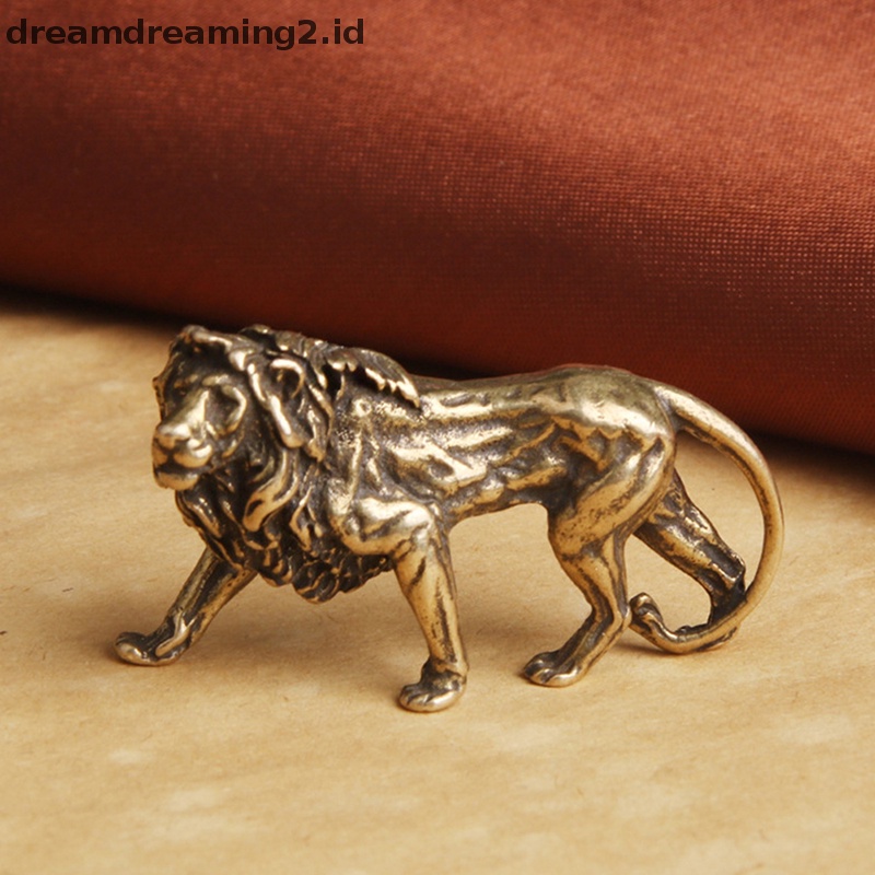 (drea) Patung Miniatur Majestic Lion King Tembaga Murni Dekorasi Meja Craft //