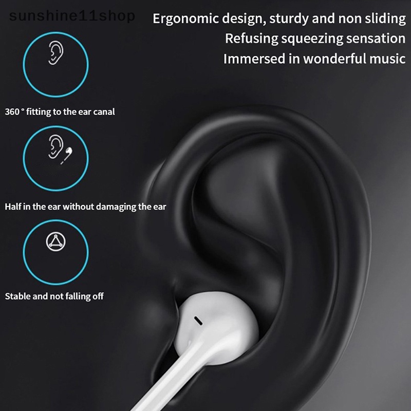 Sho Headphone Kabel Dengan Mikrofon 3.5mm Earphone Plug In-Ear Headphone Musik Earplug Headphone Ergonomis Untuk Smartphone N